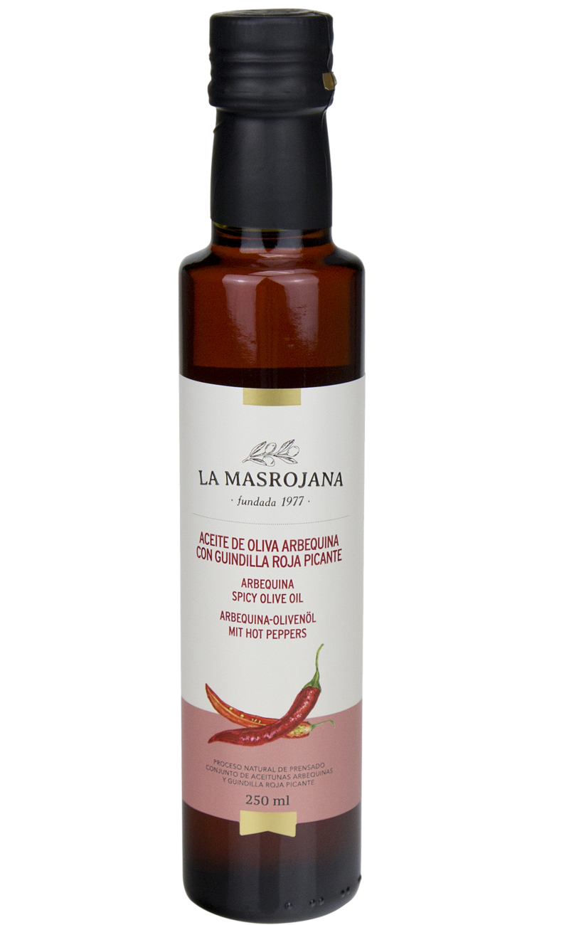 Aceite de oliva Arbequina con guindilla roja picante